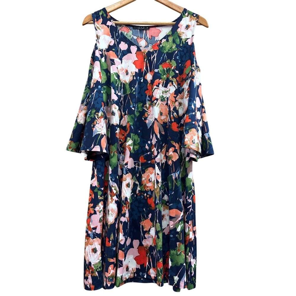 Floral Cold Shoulder A-Line Dress Medium By Tiana B.
